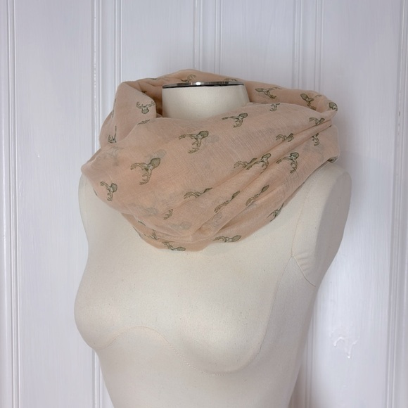 Cream Infinity Scarf with Subtle Pattern - Picture 2 of 3
